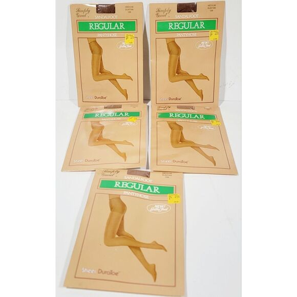 5 Simply Great Pantyhose Medium Sunton 126 Sandalfoot Regular Pantyhose - Picture 2 of 12